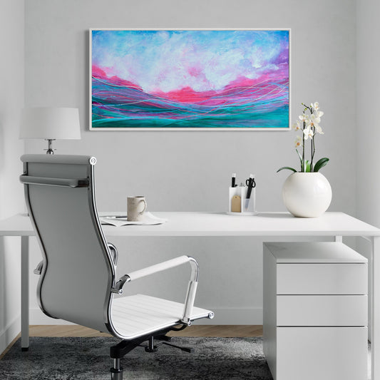 Pink Sunset Swim - Original I 15" x 30"