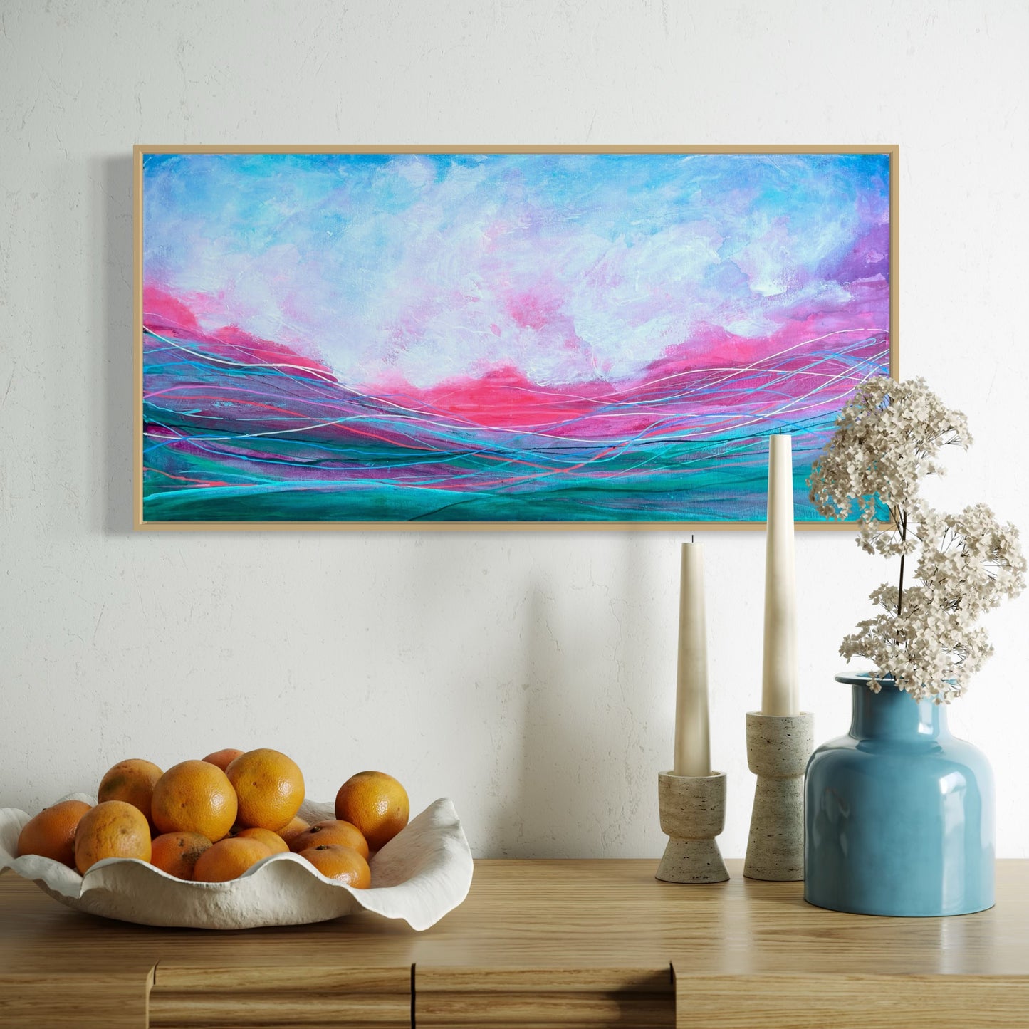 Pink Sunset Swim I 15" x 30"
