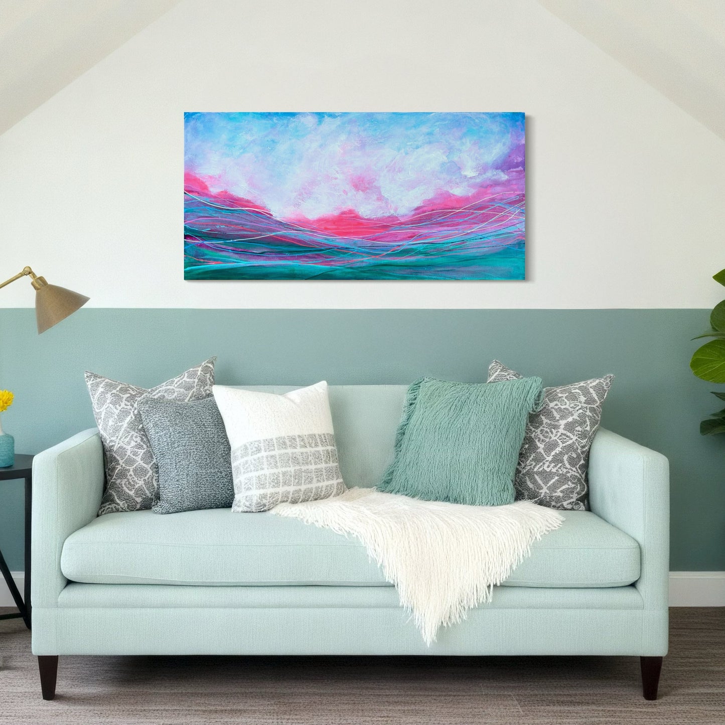 Pink Sunset Swim I 15" x 30"