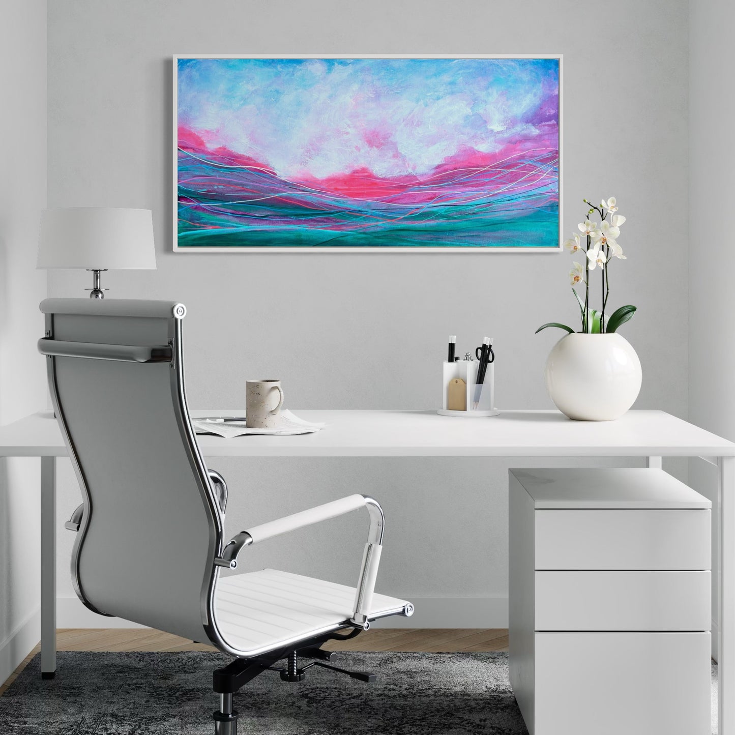 Pink Sunset Swim  I 15" x 30"