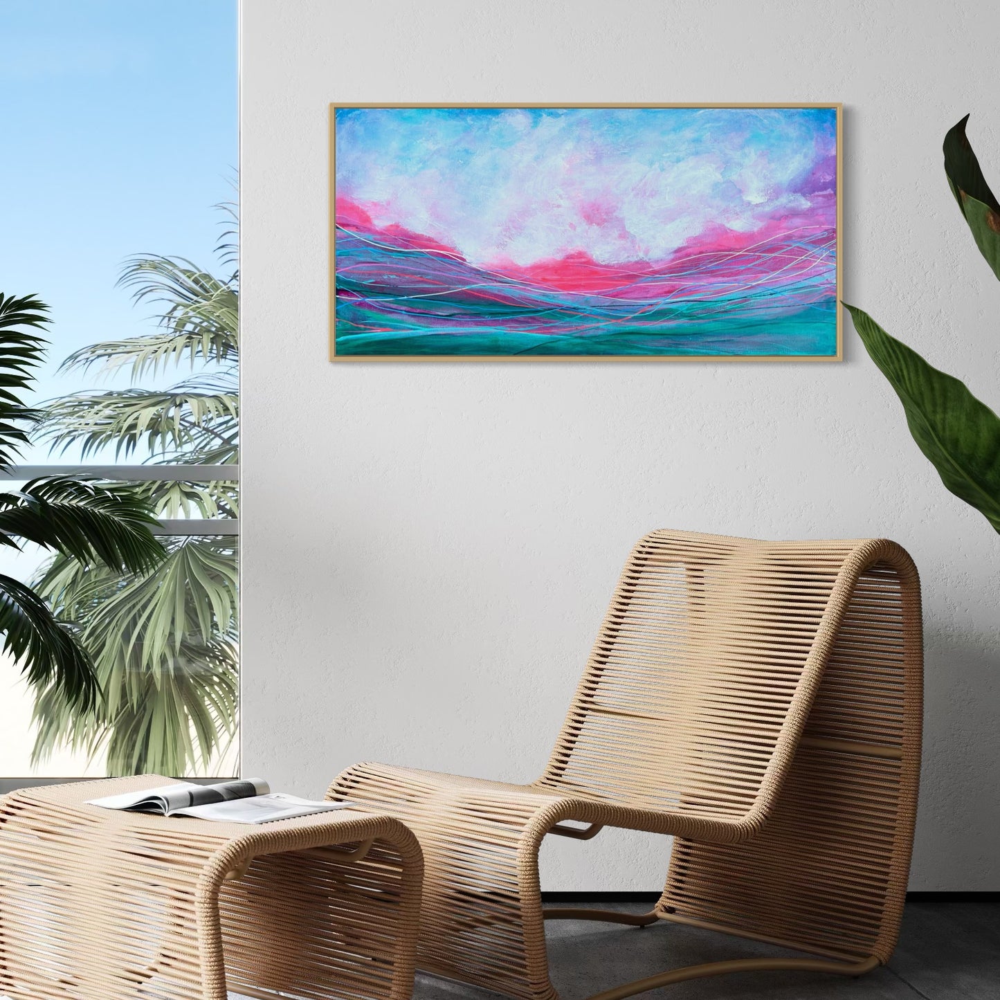 Pink Sunset Swim  I 15" x 30"