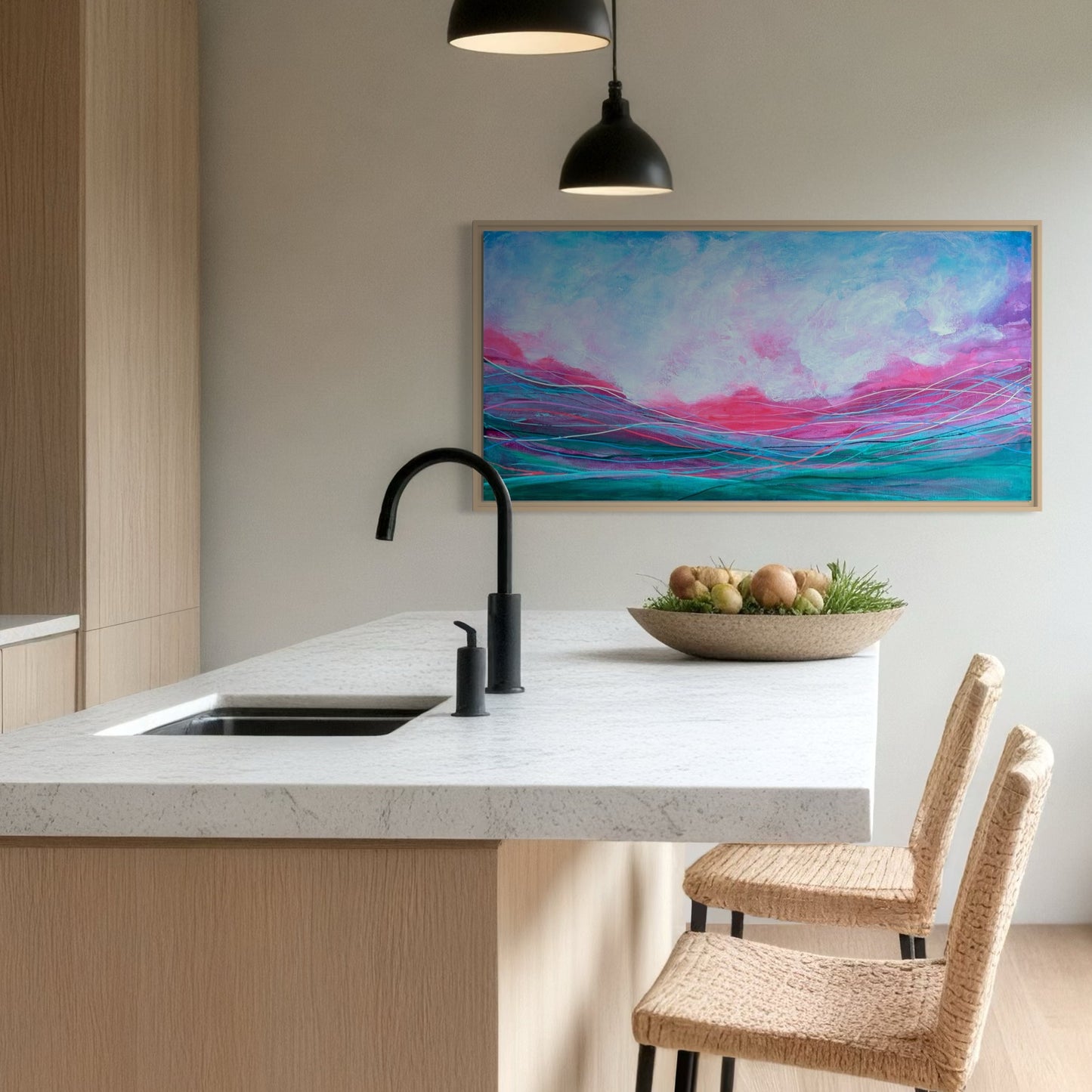 Pink Sunset Swim  I 15" x 30"