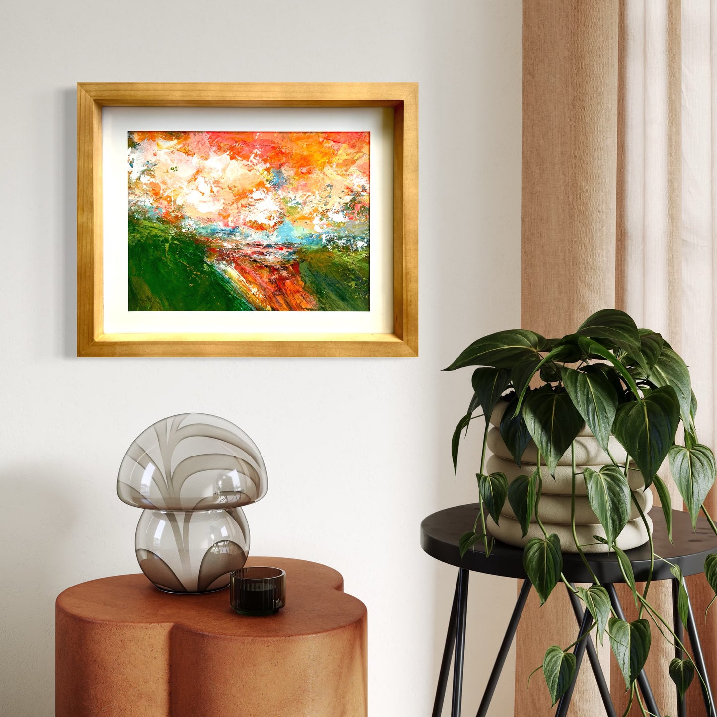 Coral Sky   - Original  I  11.5” x 15”  framed